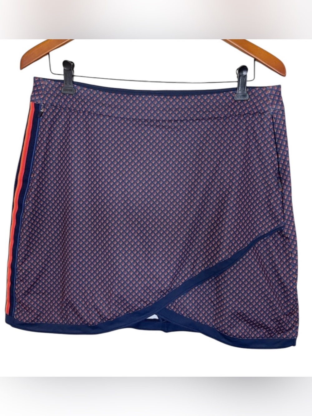 Peter Millar Deco Star Laura Wrap Golf Skort Navy Maroon Diamond Women’s Size L